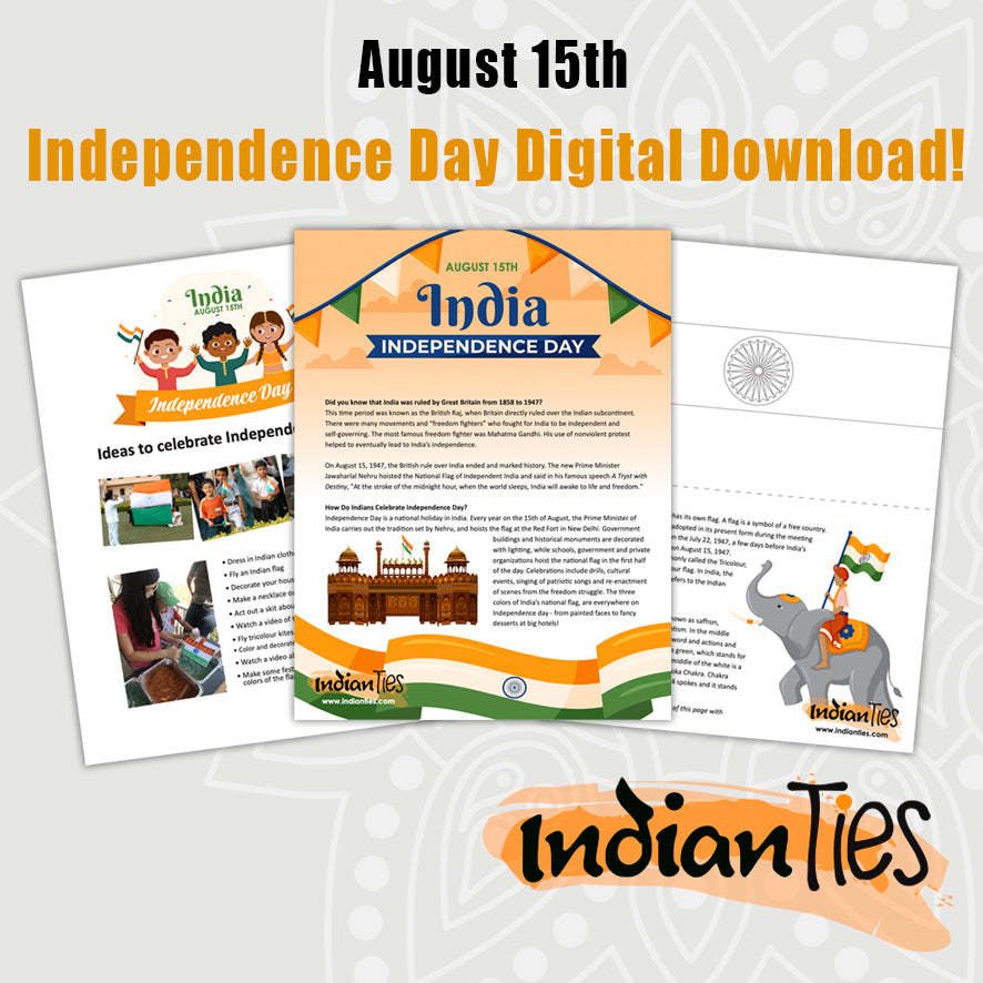 India's Independence Day Printable Activity Download (Digital File)