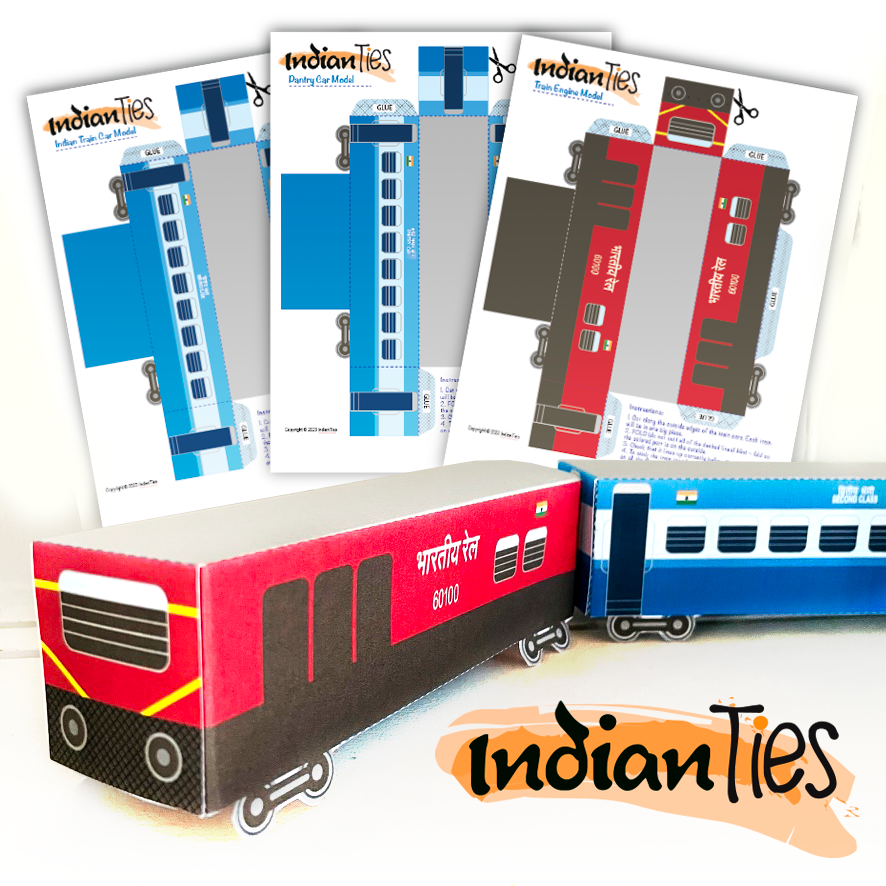 Digital Download: Printable Indian Train Car Paper Craft - Includes 3 Cars!