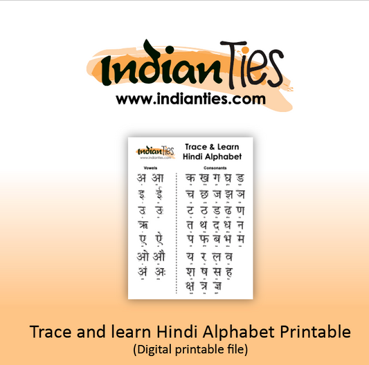 Digital File: Hindi Alphabet Trace and Learn Printable PDF Download